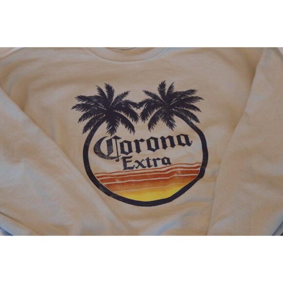 Corona Extra Cerveza Pullover Sweatshirt Mens Medium Authentic New NWOT Tan - Picture 2 of 4
